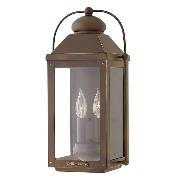 HINKLEY Anchorage 2-Light Oiled Bronze Outdoor Hardwired Wall Lantern Sconce