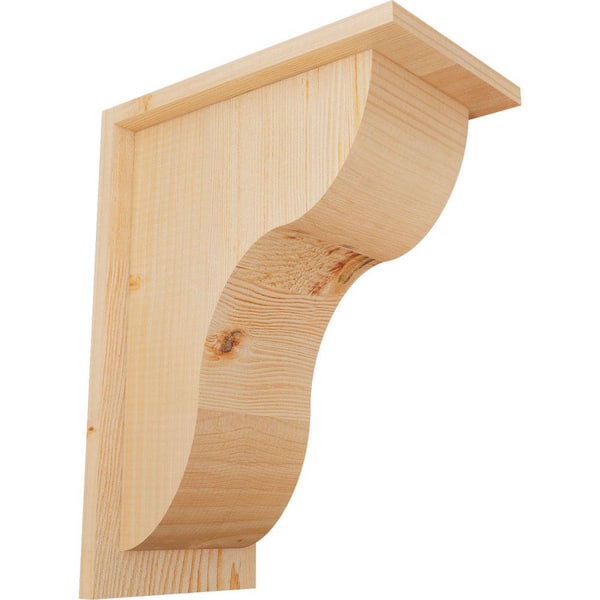 Ekena Millwork 7-1/2 in. x 12 in. x 16 in. Douglas Fir Carmel Smooth Corbel with Backplate