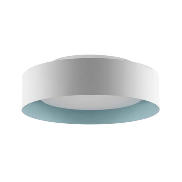 Bromi Design Lynch 15.75 in. 3-Light White and Powder Blue Flush Mount Ceiling Fixture