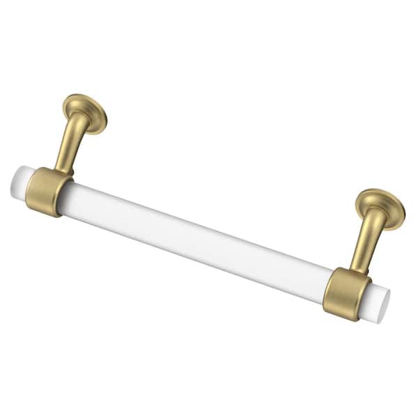 Liberty Liberty Floating Glass 5-1/16 in. (128 mm) Brushed Brass and Frosted Glass Cabinet Drawer Bar Pull