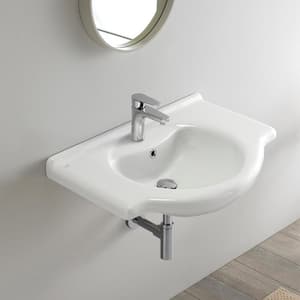 Nil Wall Mounted Bathroom Sink in White