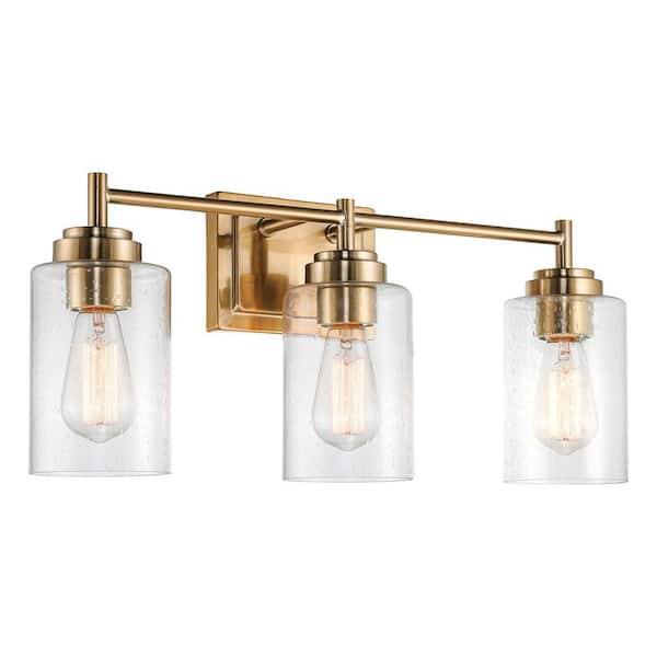 Kira Home Brenton 22.5 in. 3-Lights Cool Brass Modern Bathroom Vanity Light