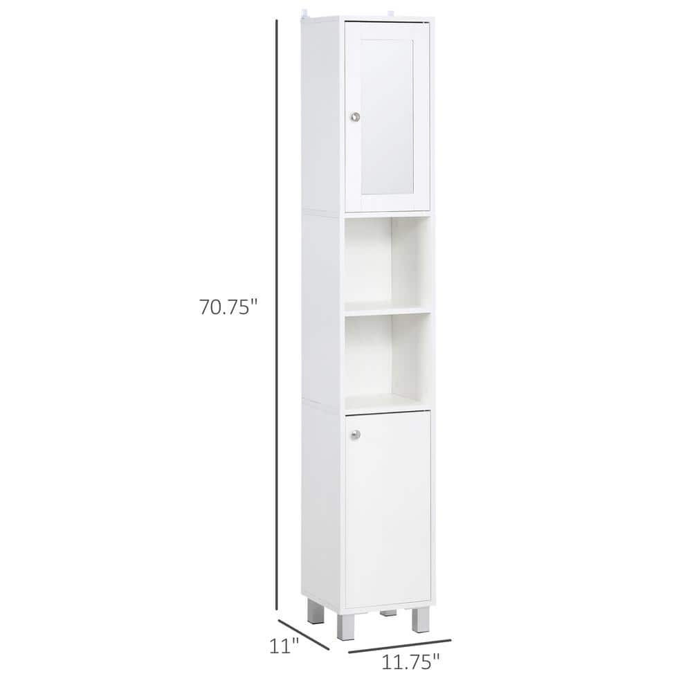 White Tall Minimalist Storage Cabinet with Adjustable Shelving