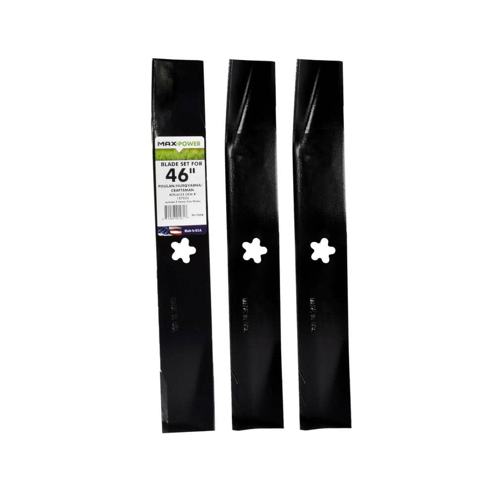 3 Heavy-Duty Blades for Many 46 in. Cut Craftsman, Husqvarna, Poulan Mowers Replaces OEM #'s 152443, 163819, 532145708 price history on PriceWatchPro