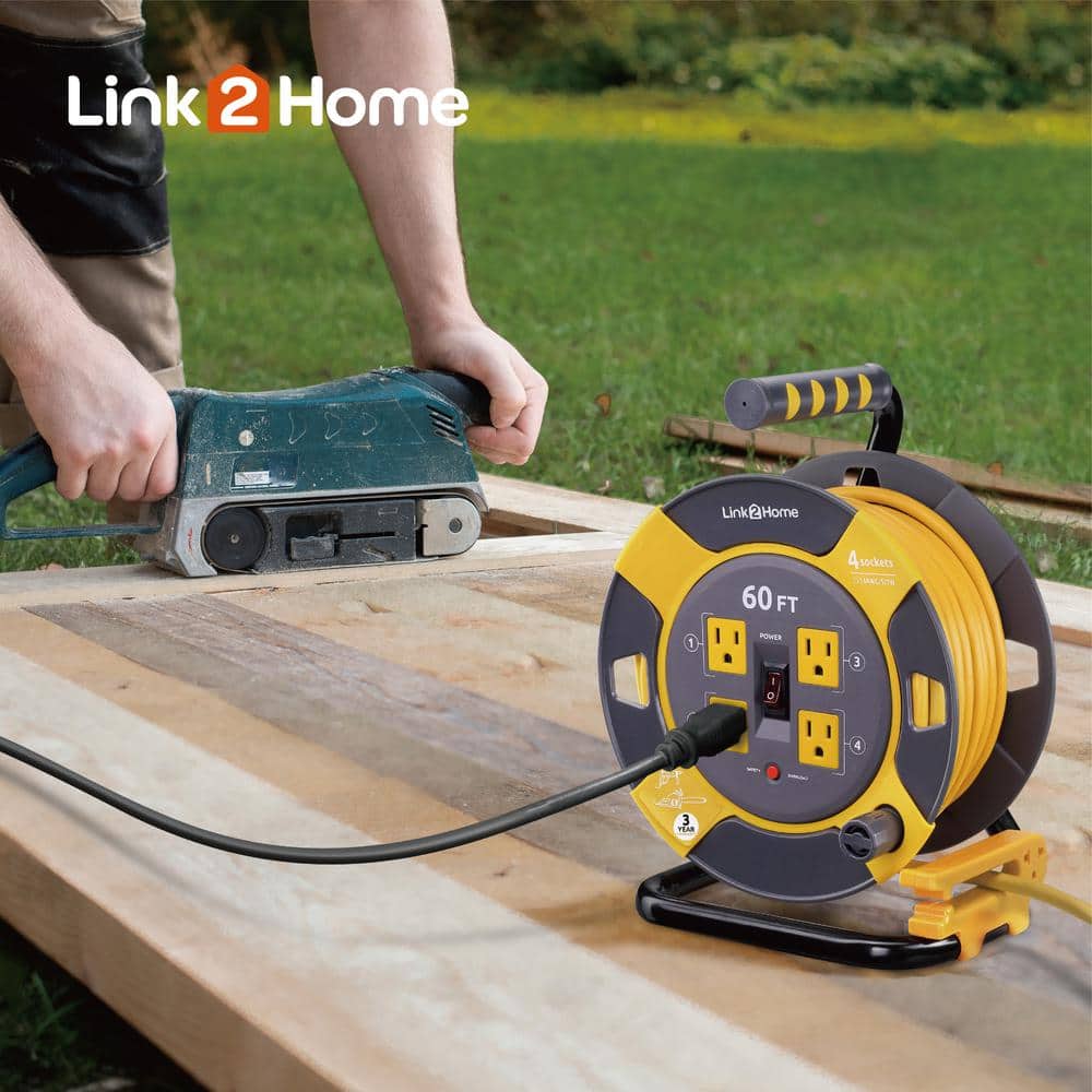 60 ft. 14/3 Extension Cord Storage Reel with 4 Grounded Outlets and Overload Circuit Breaker - 2