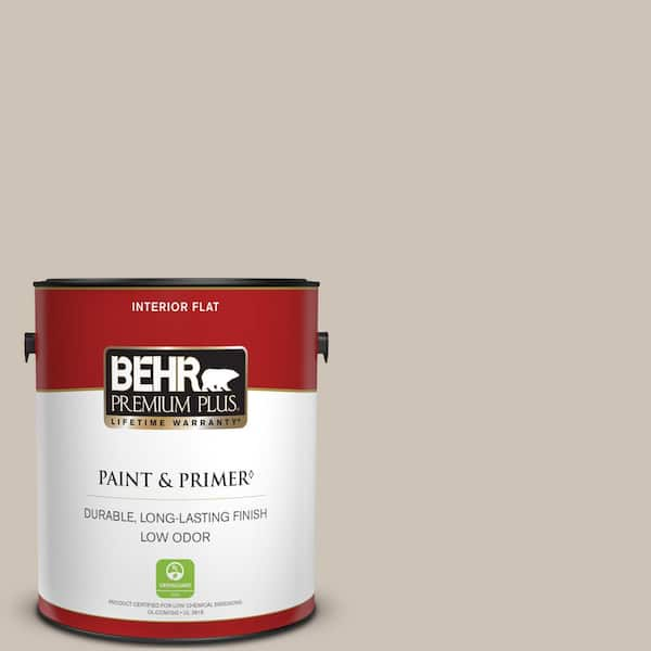 BEHR PREMIUM PLUS 1 gal. #720C-3 Wheat Bread Flat Low Odor Interior Paint & Primer