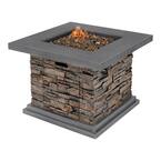 34 in. x 24 in. Envirostone Propane Gas Brown Fire Pit with Lava Rocks