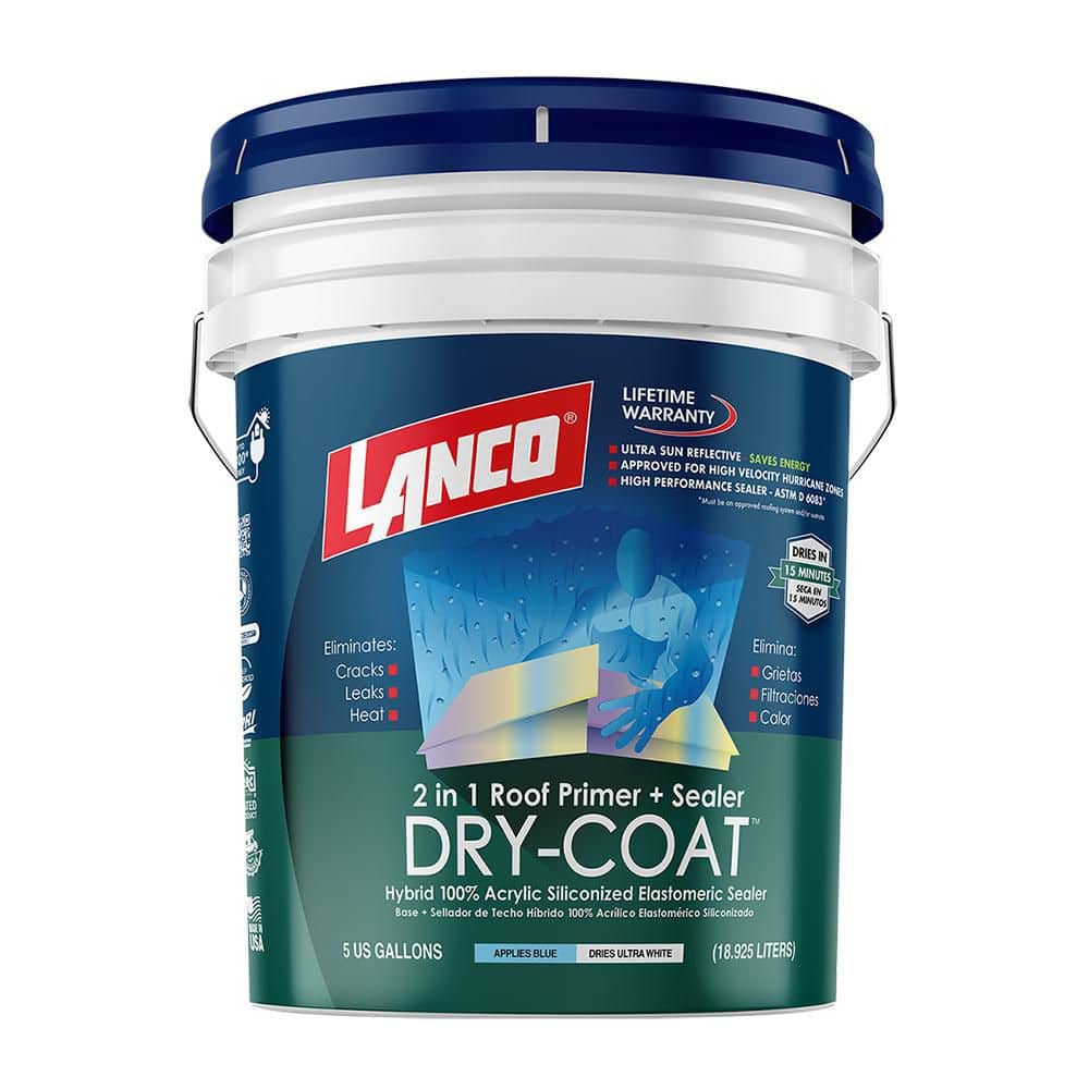 Lanco 5 Gal. White Dry-Coat Roof Sealer Hybrid Siliconized Roof Coating ...