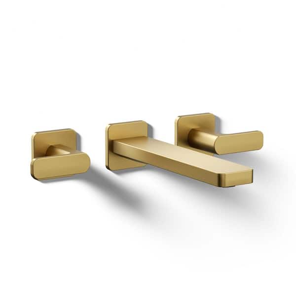 KOHLER Parallel 2-Handle Wall-Mount Bathroom Sink Faucet Trim in Vibrant Brushed Moderne Brass (Valve Not Included)
