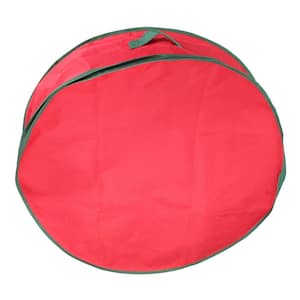 24 in. Artificial Red and Green Christmas Wreath Storage Bag