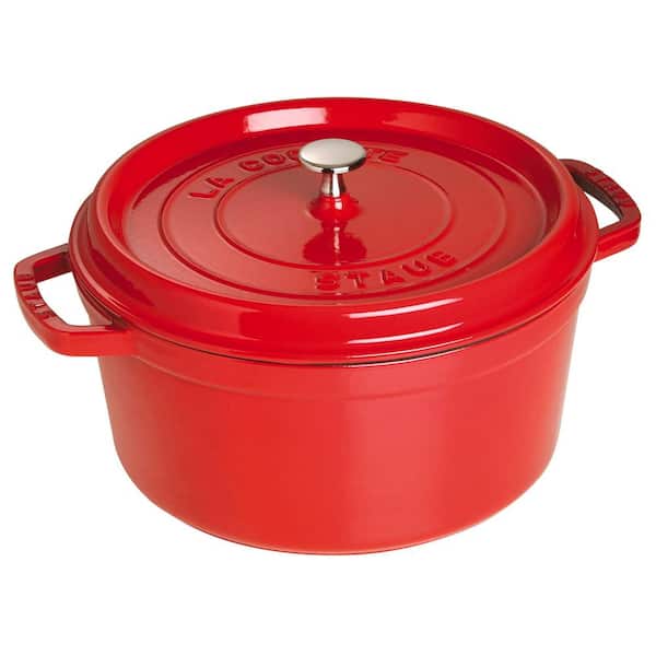 staub Cast Iron 7-qt. Round Cast Iron Dutch Oven in Cherry with Lid