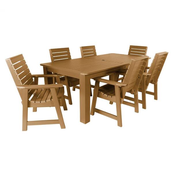 Highwood Weatherly Toffee 7-Piece Recycled Plastic Rectangular Outdoor Dining Set