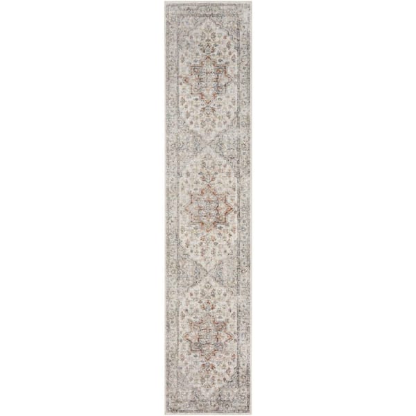 Astra Machine Washable Grey Multicolor 2 ft. x 10 ft. Distressed Traditional Runner Area Rug