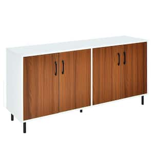 White Wood 58 in. 4-Door Kitchen Buffet Sideboard for Dining Room and Kitchen