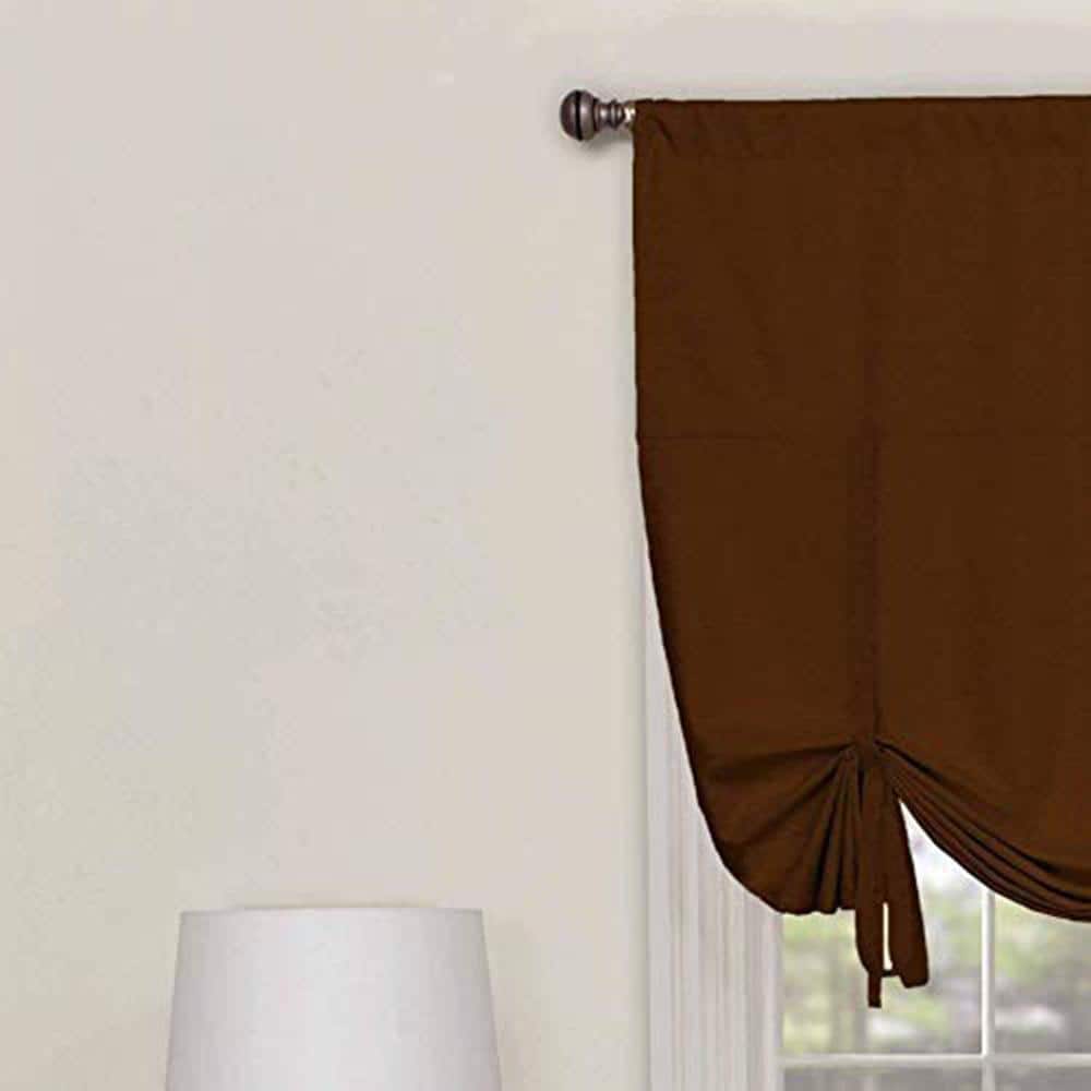 Chocolate Polyester Blackout Rod Pocket Kitchen Tier Curtain