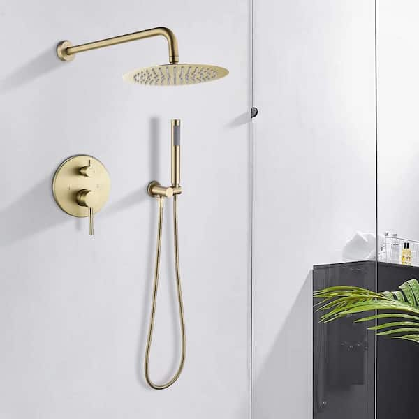 Polished Gold Bathroom Shower Set Mixer Tap 8 Square Head Top Spray Hand  Shower