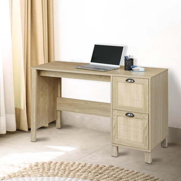 oak effect desk with drawers