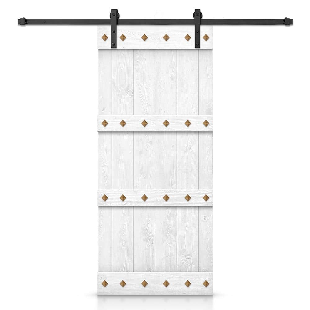 30 in. x 84 in. White Stained DIY Knotty Pine Wood Interior Sliding Barn Door with Hardware Kit and Clavos price history on PriceWatchPro