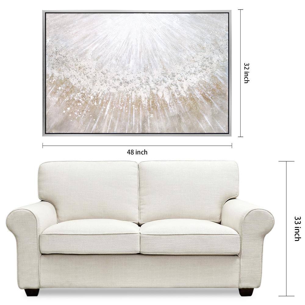 Empire Art Silver and Gold Abstract Canvas with Champagne Frame, 32" x 48"