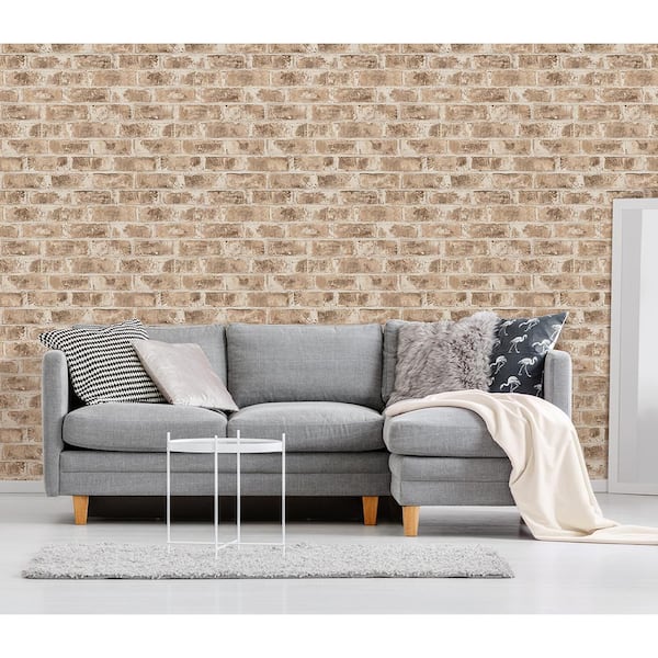Jomax Neutral Warehouse Brick Paper Non-Pasted Wallpaper Roll (Covers 56.4 Sq. Ft.)
