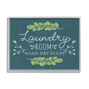"Laundry Room Eucalyptus Branches Blue Rustic Pattern" by Louise Allen Framed Country Wall Art Print 11 in. x 14 in.