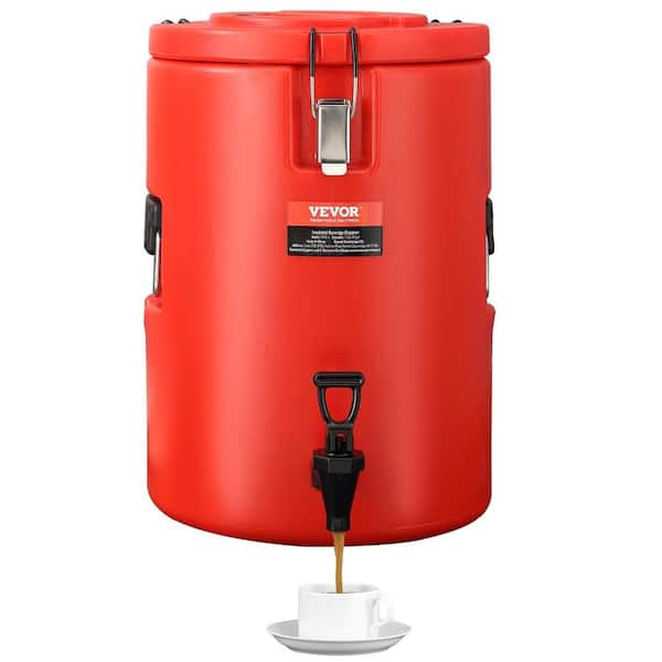VEVOR Stainless Steel Insulated Beverage Dispenser 4.5 gal. 17.2L Hot and Cold Drink Food-Grade for Restaurant Shop (Red)