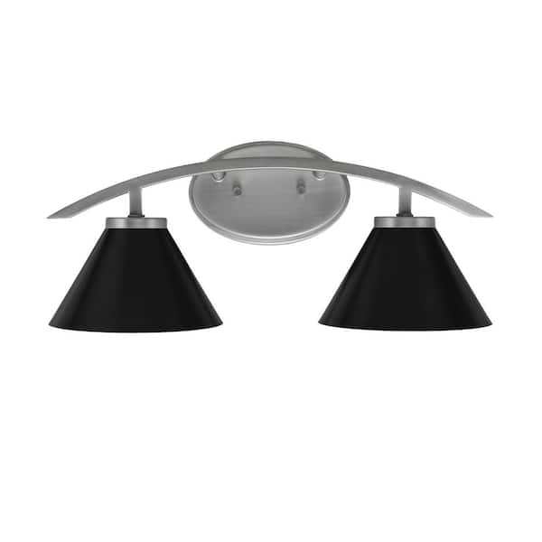 Unbranded Siena 18.25 in. 2-Light Vanity Light Graphite with Matte Black Metal Shades