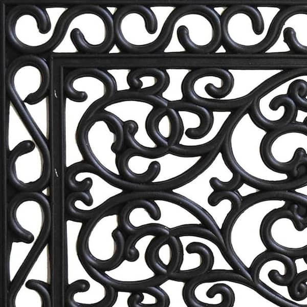 Black 30 in. x 18 in. Rubber Non-Slip Indoor/Outdoor Door Mat