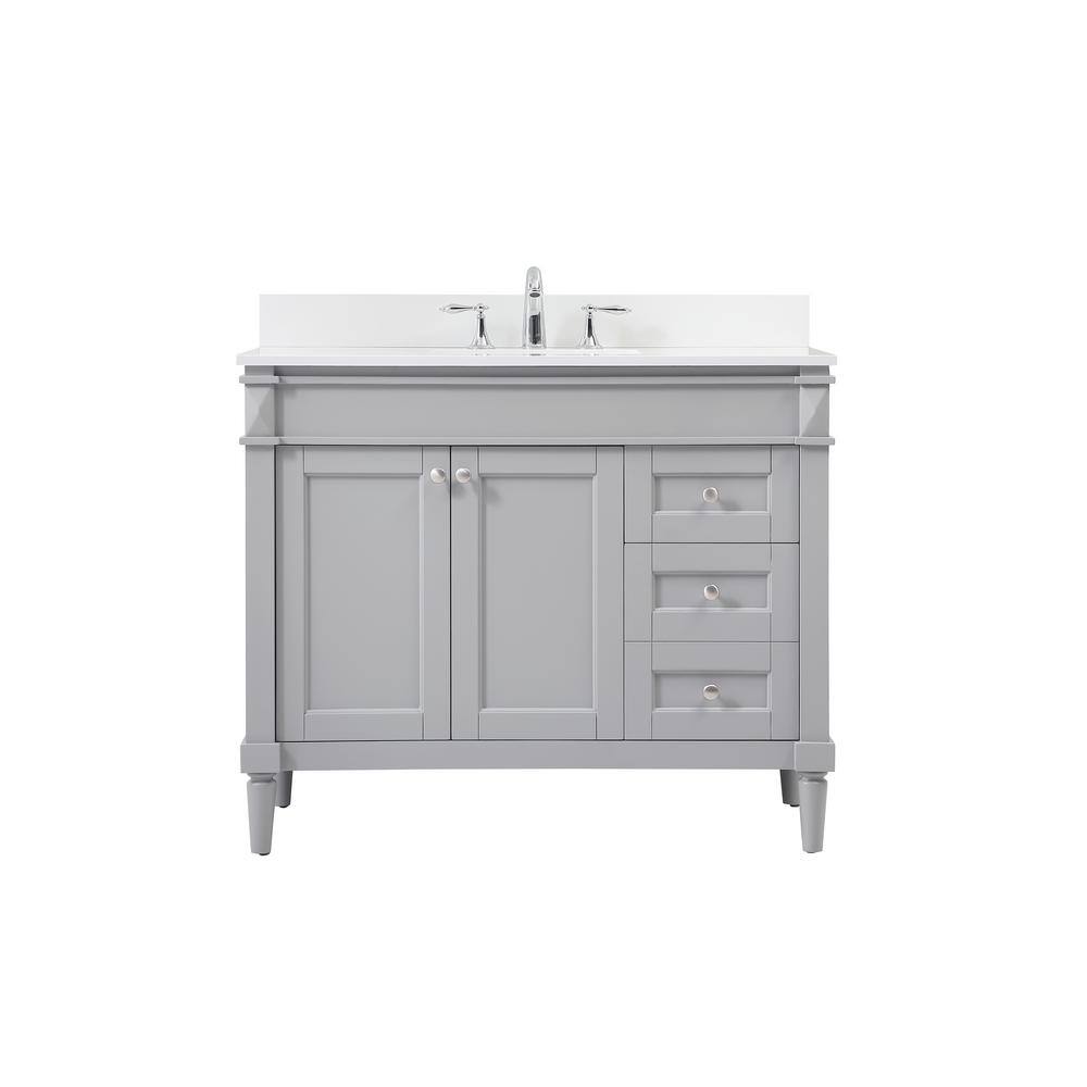 Simply Living 42 in. W x 21 in. D x 35 in. H Bath Vanity in Grey with Ivory