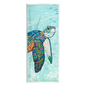 Sea Turtle Underwater Ocean Mosaic Style Collage Design By Lisa Morales Unframed Animal Art Print 17 in. x 7 in.