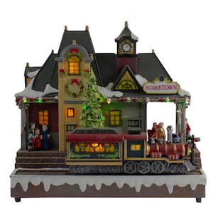 13 in. LED Lighted Christmas Village With Turning Function And Music