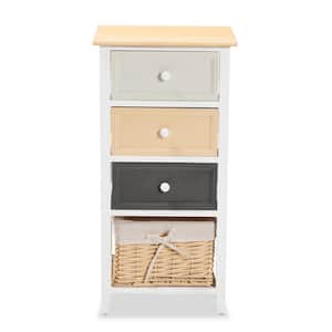 Adonis White and Multi-Colored Storage Cabinet with 3-Drawers