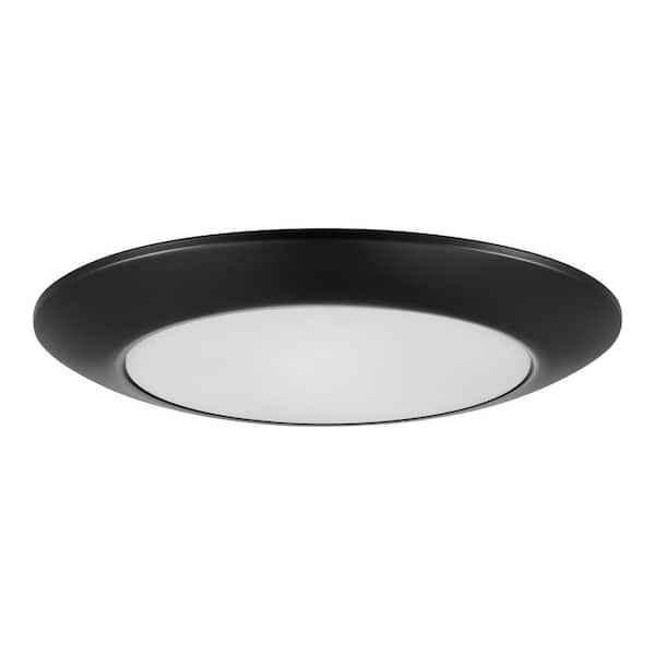 Commercial Electric 8 in. Matte Black Disk Light LED Flush Mount Light Fixture 900-1100-1400 Lumen Boost Options Adjustable CCT Dimmable