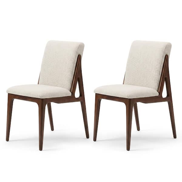 Tulsa Cream White Fabric Modern Dining Side Chair Set of 2