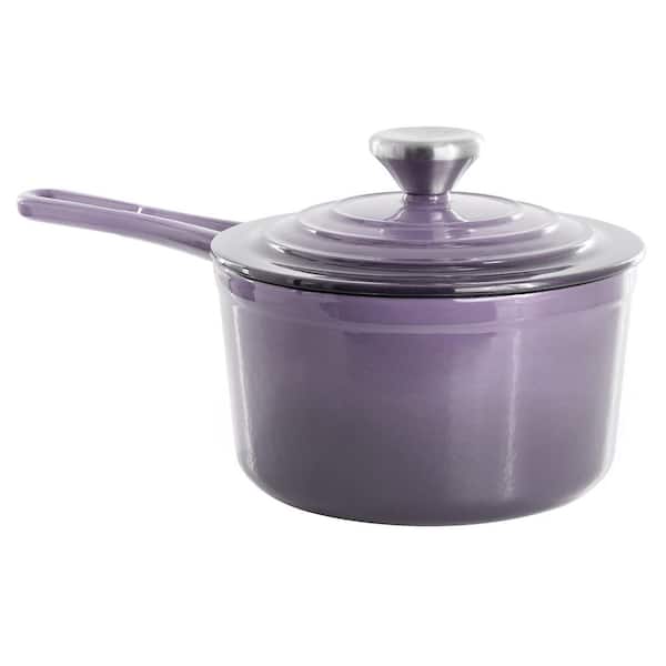 2 Quart Enameled Cast Iron Sauce Pan in Gradient Purple