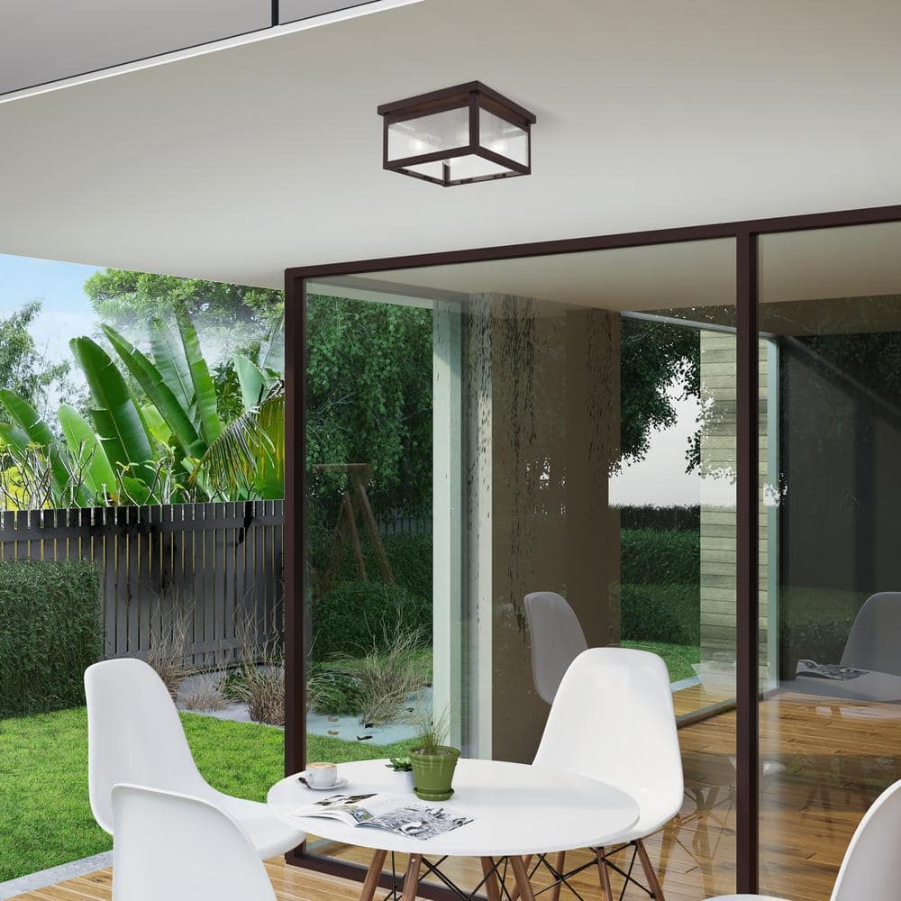 Milford Bronze 4-Light Flush Mount with Clear Seeded Glass