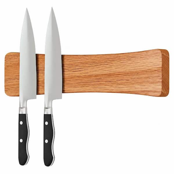 Oak 10 in. Solid Magnetic Knife Strip with N52 Strong Magnets, Wall-Mounted Holder for Knives and Utensils