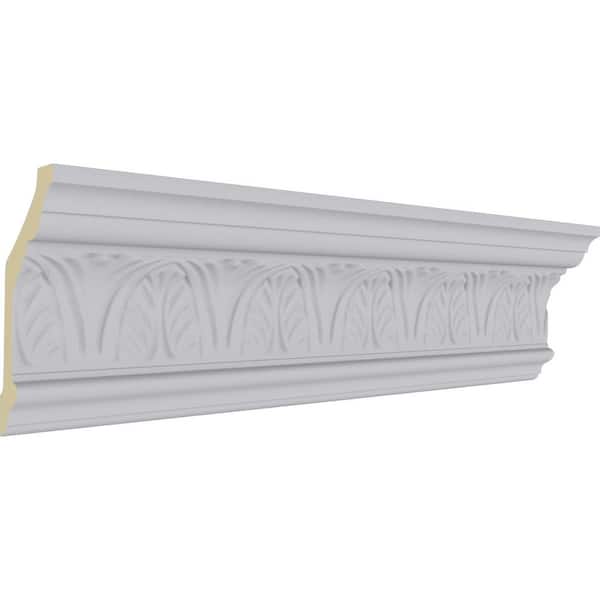 Ekena Millwork 2-1/2 in. x 5 in. x 94-1/2 in. Polyurethane Asa Acanthus Leaf Crown Moulding