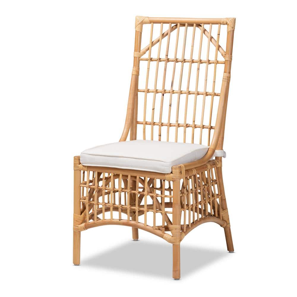 Serene White Cushioned Rattan & Cane Low Arm Chair