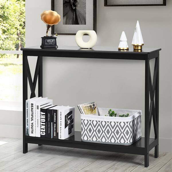 2 Tier Console Table Accent Side Stand Sofa Entryway Hall Display Storage Shelf 