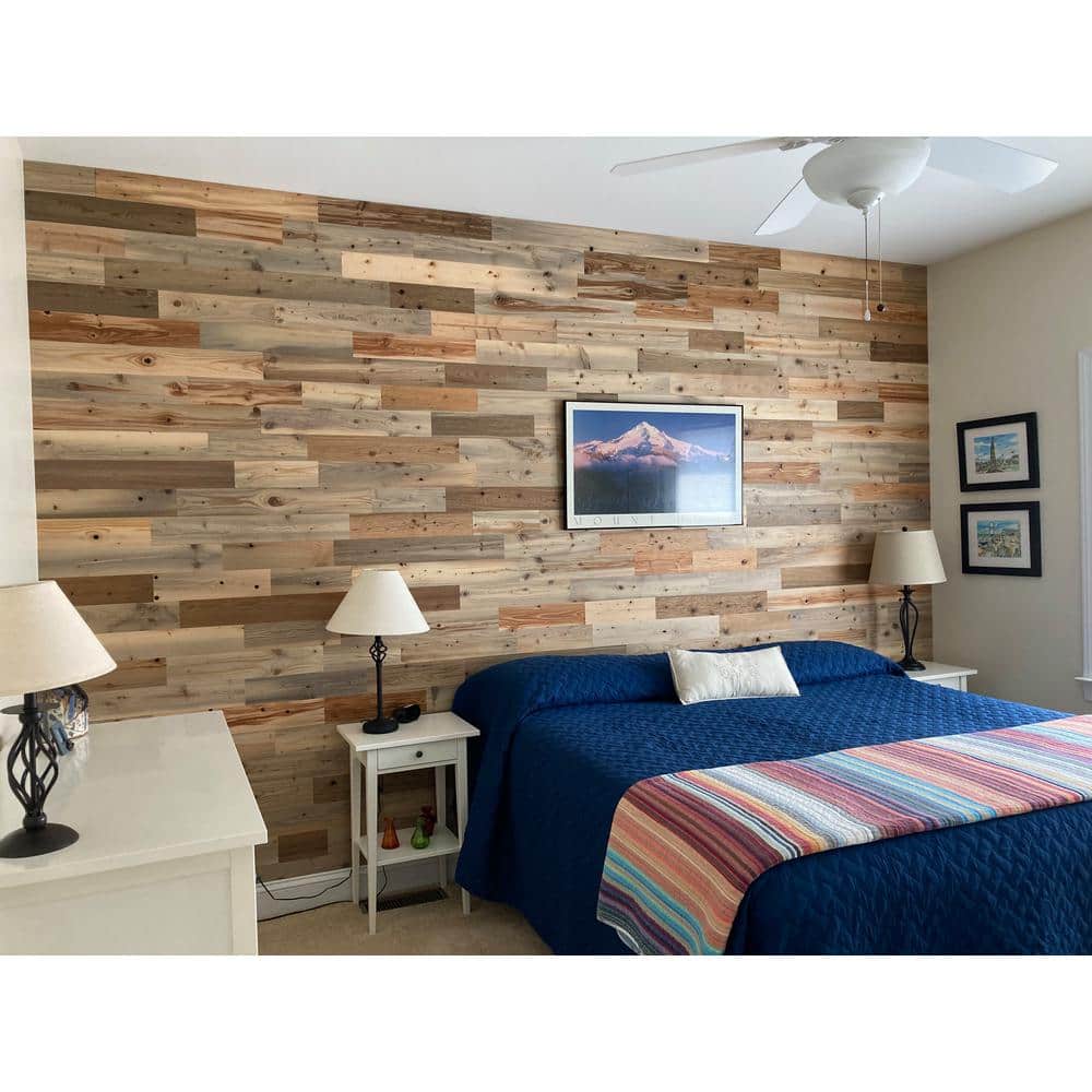 Reclaimed Wood Peel and Stick Wall Planks, 4" Wide, Multicolor