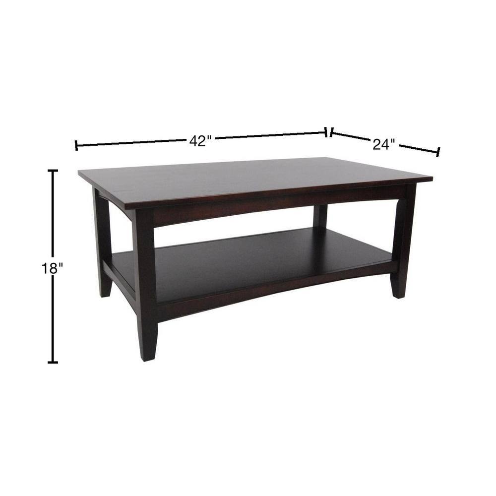 Transitional Shaker Cottage Rectangular Coffee Table in Espresso