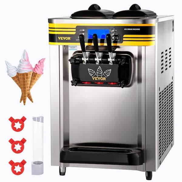 Commercial Ice Cream Maker 2350-Watt Countertop Soft Serve Machine 22-30 l/H Yield Frozen Yogurt Maker w/2 x 6 l Hopper