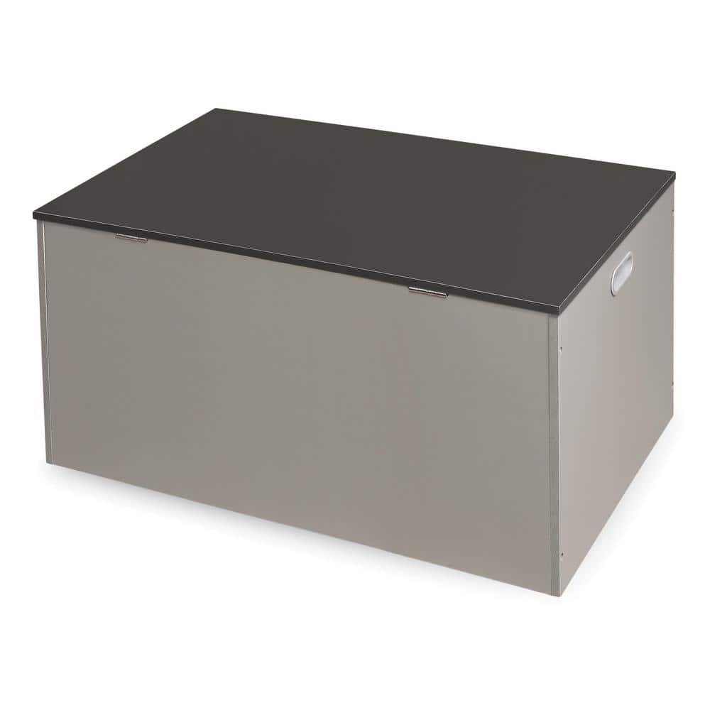 Light Gray and Dark Gray Woodgrain Toy Storage Bench