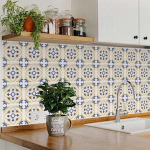 Gold, Blue, Yellow, and White R76 7 in. x 7 in. Vinyl Peel and Stick Tile (24 Tiles, 8.17 sq. ft./Pack)