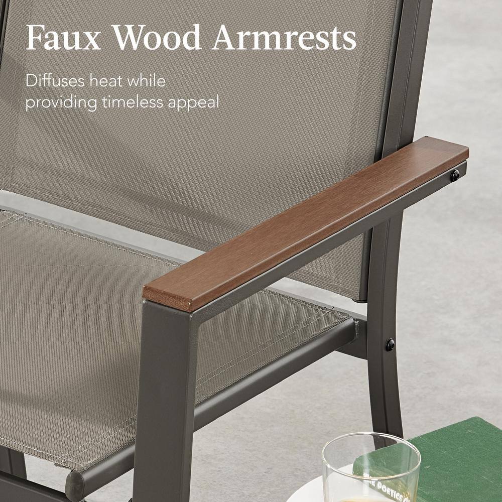 4-Piece Brown Steel Patio Conversation Set with Coffee Table