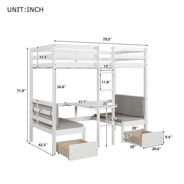 Harper Bright Designs White, How To Build A Bunk Bed With Desk Underneath