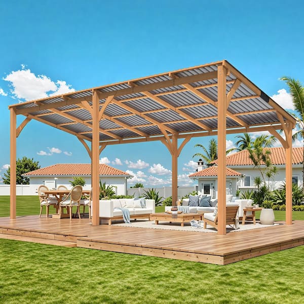 AECOJOY 20 ft. x 10 ft. Outdoor Wood Gazebo for Patio, Outdoor