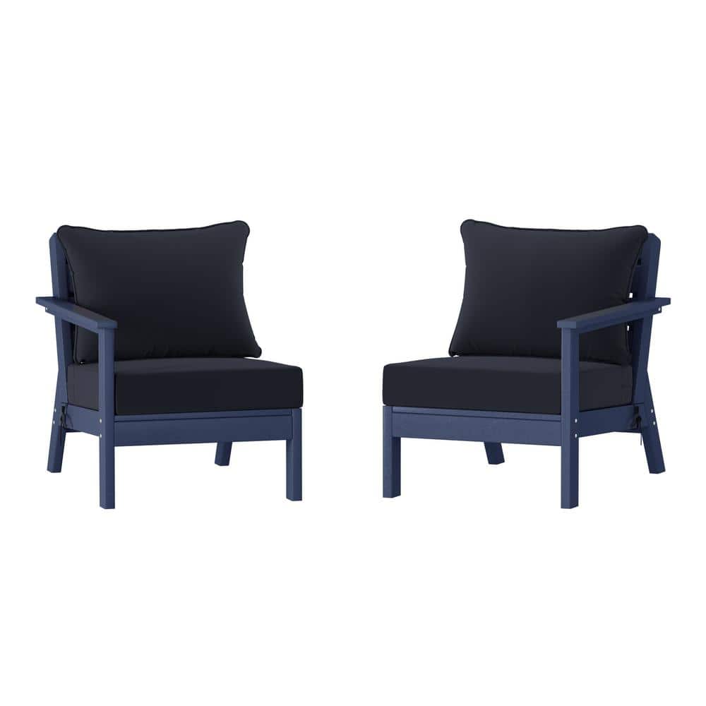 Birchwood Navy Blue Arrangeable Outdoor Patio 2-Piece Deep Seating HDPE Loveseat Arm Chair Set with Navy Blue Cushions price history on PriceWatchPro