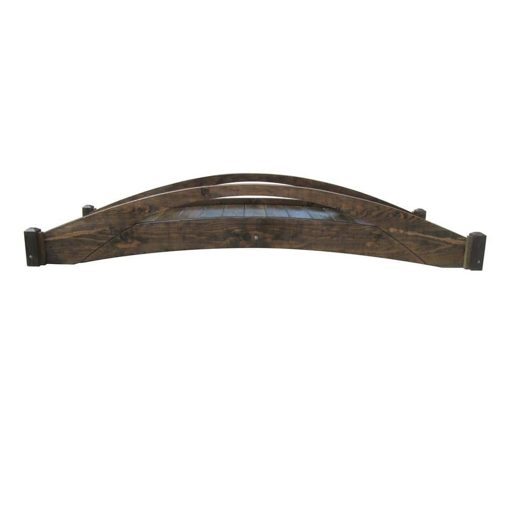 8 ft. Natural Wood Garden Bridge with Arched Design